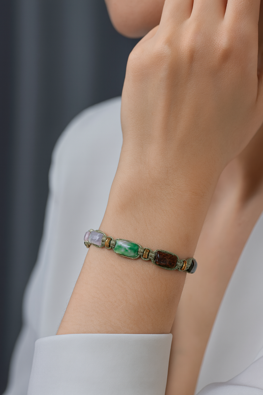 Laboratory Certified Taurus Zodiac Natural Stone Macramé Woven Bracelet