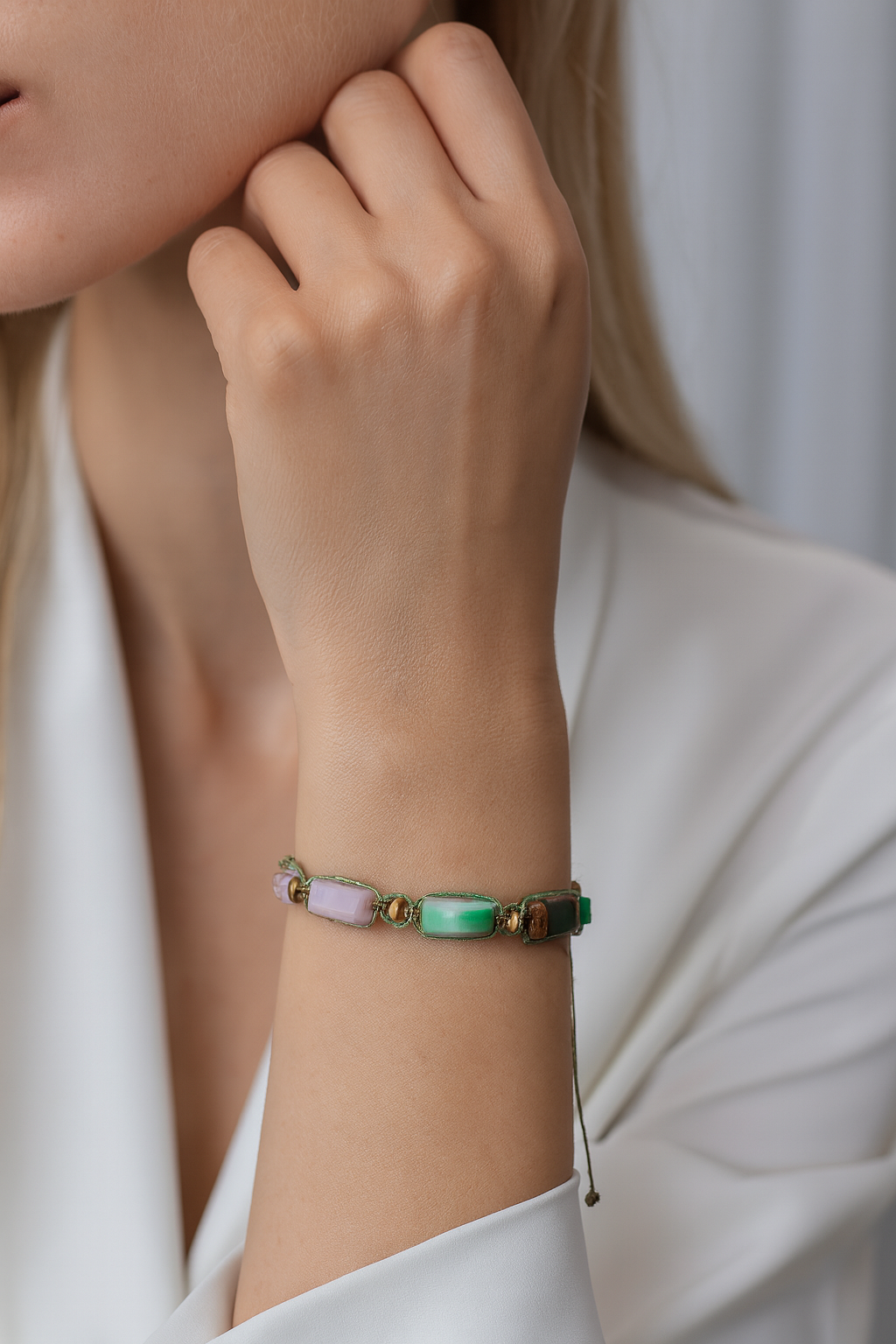 Laboratory Certified Taurus Zodiac Natural Stone Macramé Woven Bracelet