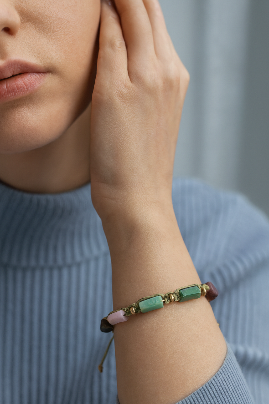 Laboratory Certified Cancer Zodiac Natural Stone Macramé Woven Bracelet