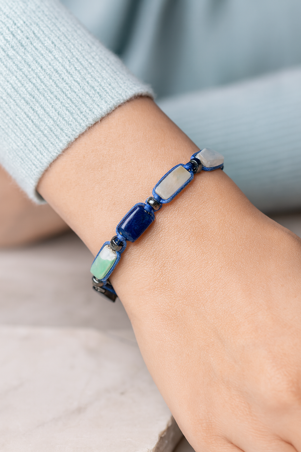 Laboratory Certified Libra Zodiac Natural Stone Macramé Woven Bracelet