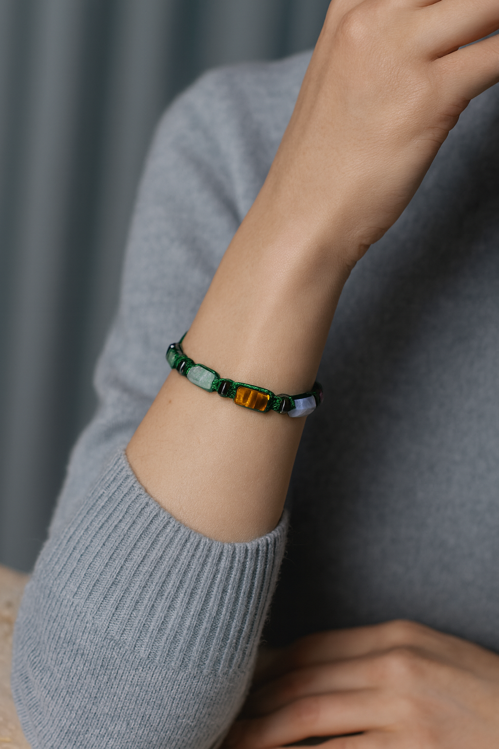 Laboratory Certified Aries Zodiac Natural Stone Macramé Woven Bracelet