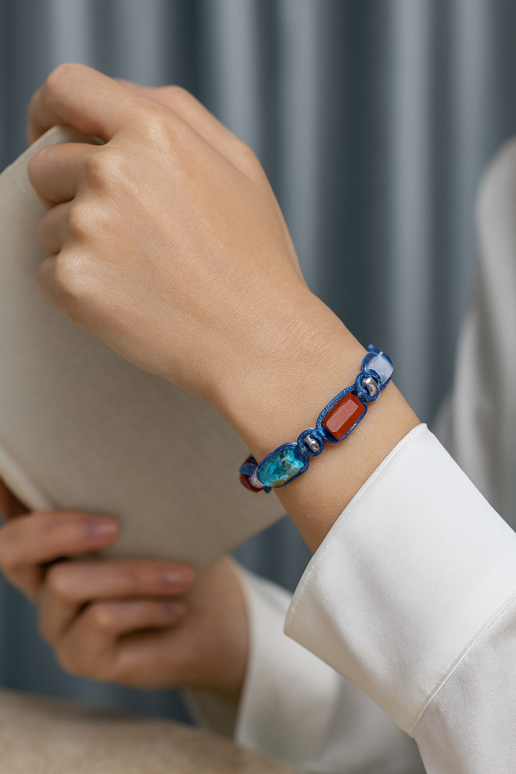 Laboratory Certified Aries Zodiac Natural Stone Macramé Woven Bracelet