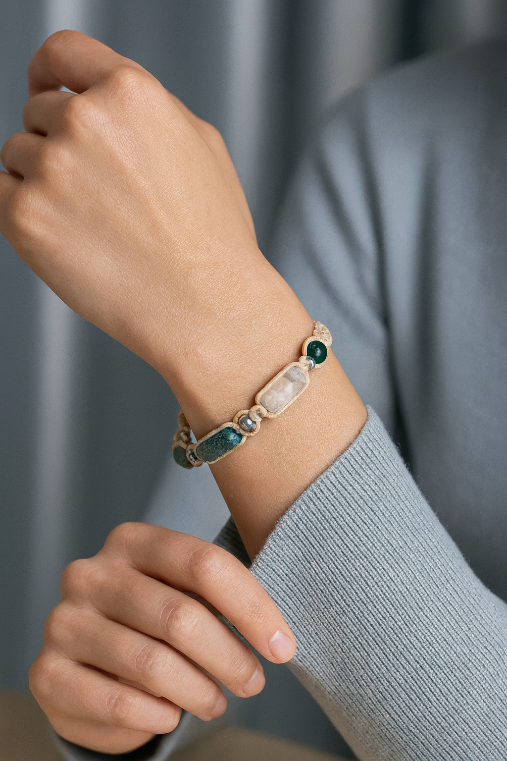 Laboratory Certified Gemini Zodiac Natural Stone Macramé Woven Bracelet