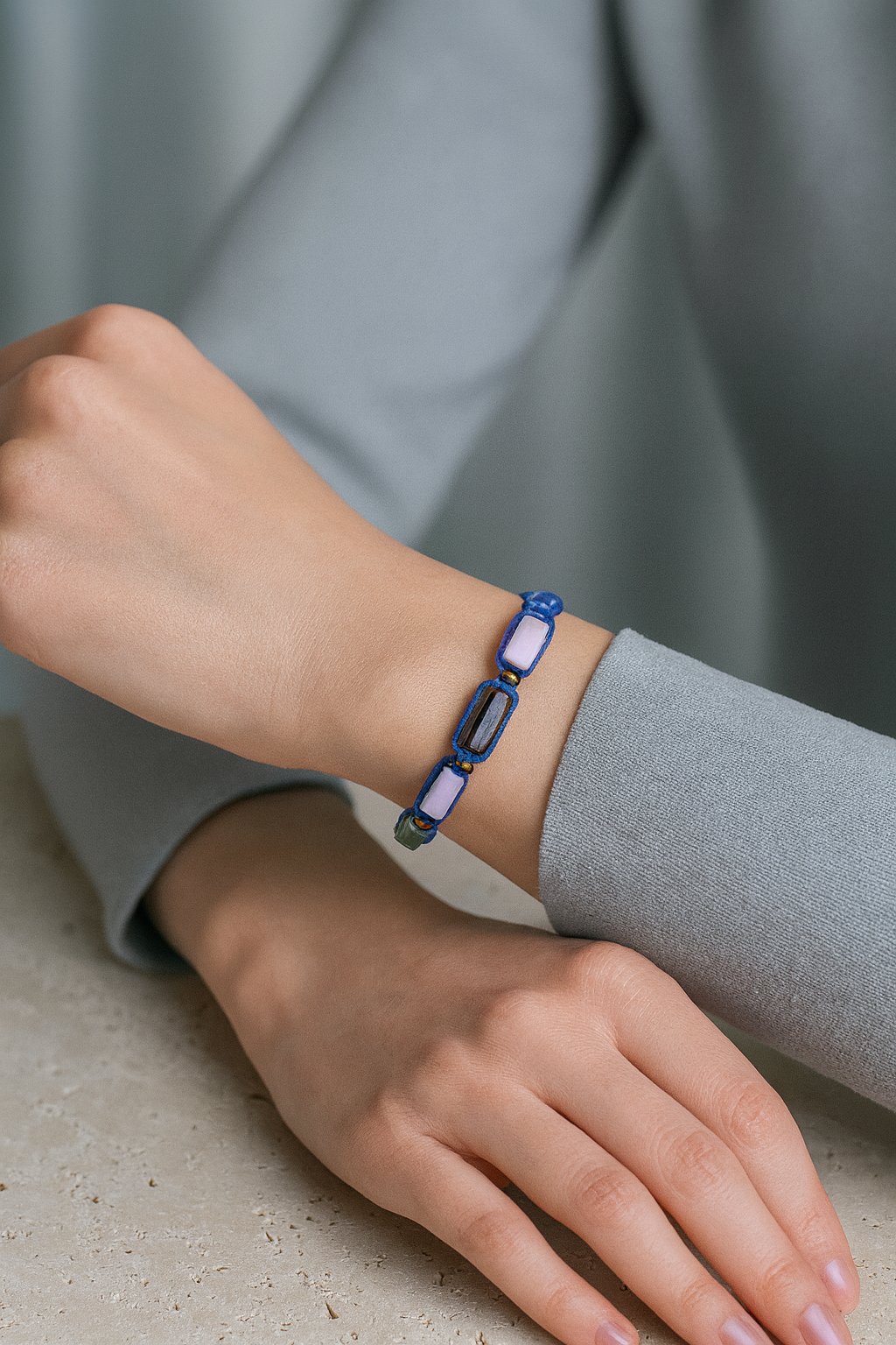 Laboratory Certified Libra Zodiac Natural Stone Macramé Woven Bracelet