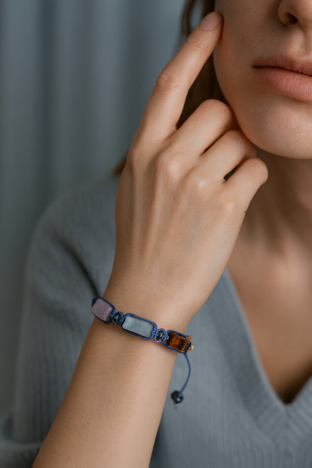 Laboratory Certified Pisces Zodiac Natural Stone Macramé Woven Bracelet
