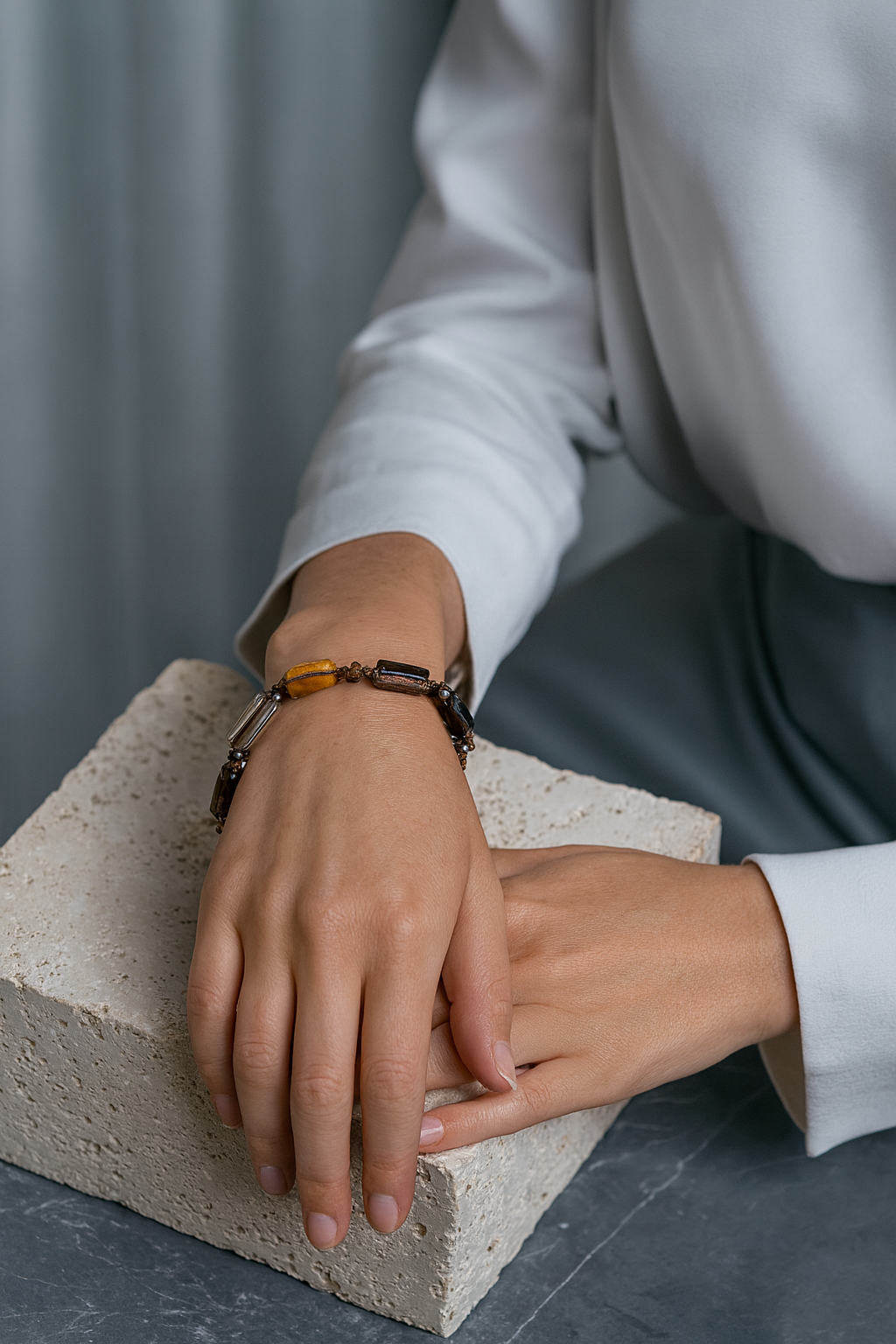 Laboratory Certified Capricorn Zodiac Natural Stone Macramé Woven Bracelet