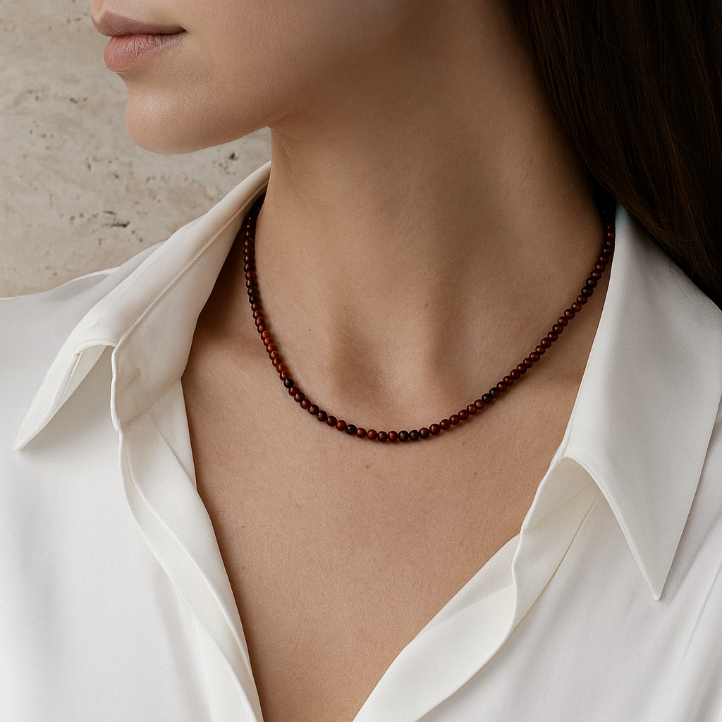 Laboratory Certified Garnet Natural Stone Necklace 4 mm