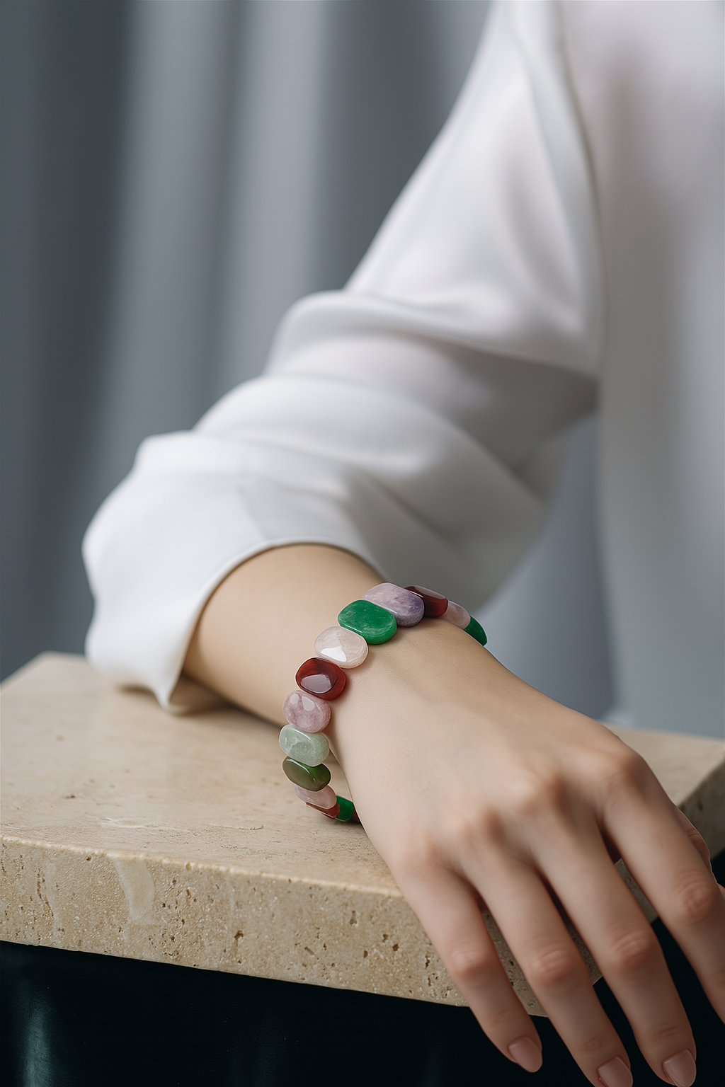 Laboratory Certified Virgo Zodiac Wide-Cut Natural Stone Women’s Bracelet