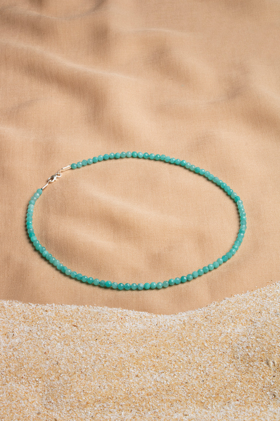 Laboratory Certified Amazonite Natural Stone Necklace 3–4 mm