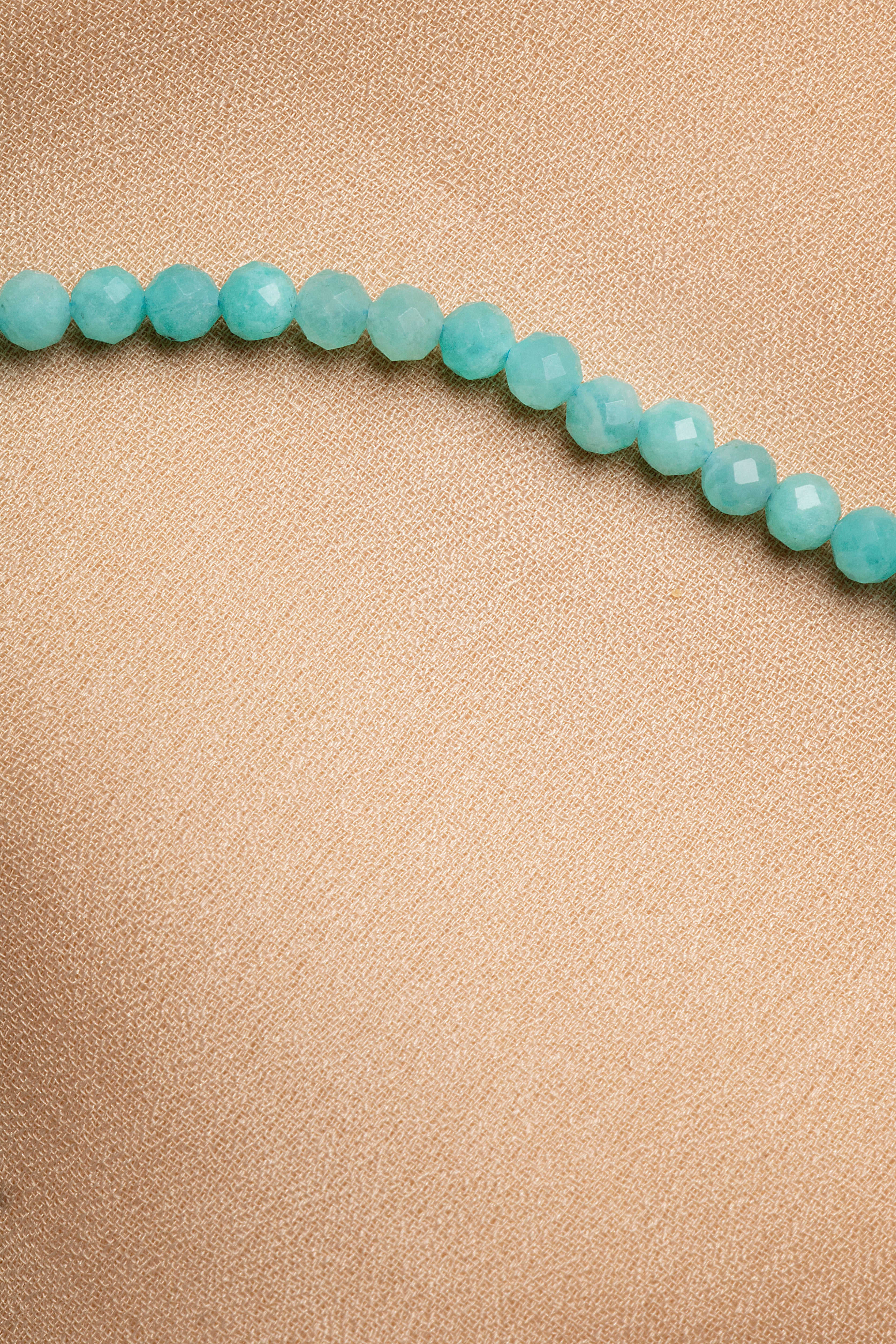 Laboratory Certified Amazonite Natural Stone Necklace 3–4 mm