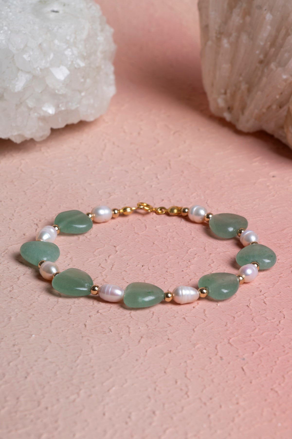 Laboratory Certified Pearl & Aventurine Natural Stone Bracelet