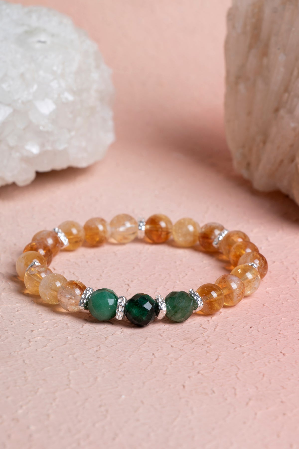 Laboratory Certified Citrine & Emerald 925 Sterling Silver Bracelet