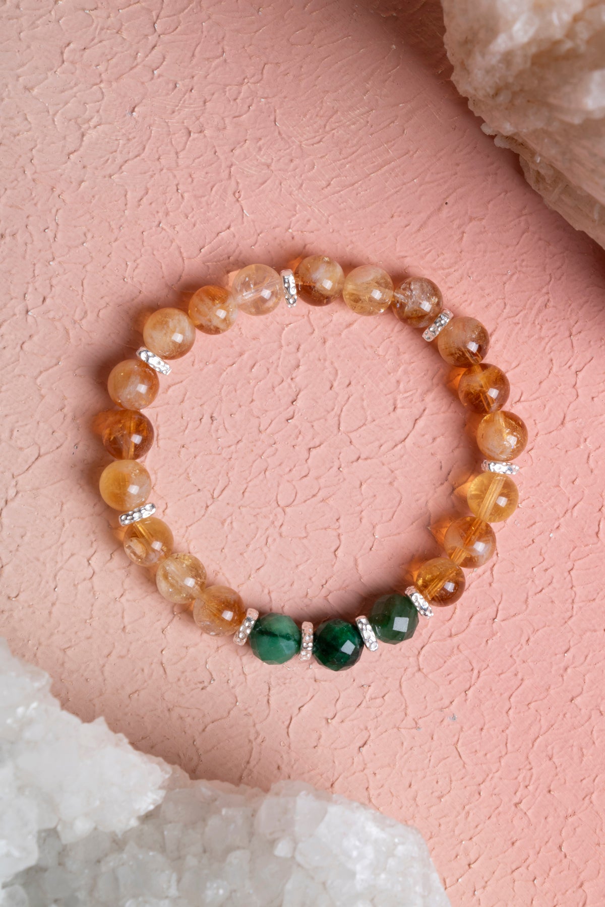 Laboratory Certified Citrine & Emerald 925 Sterling Silver Bracelet