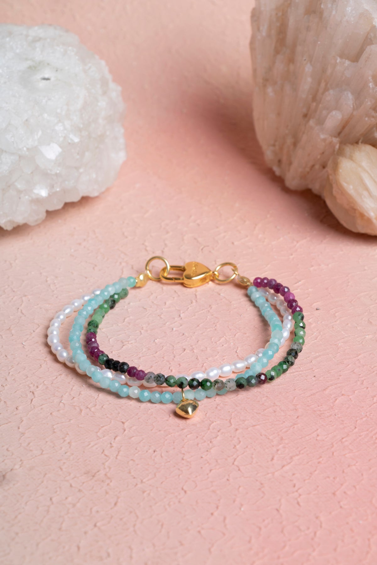 Laboratory Certified Anyolite, Amazonite & Pearl 925 Sterling Silver Bracelet