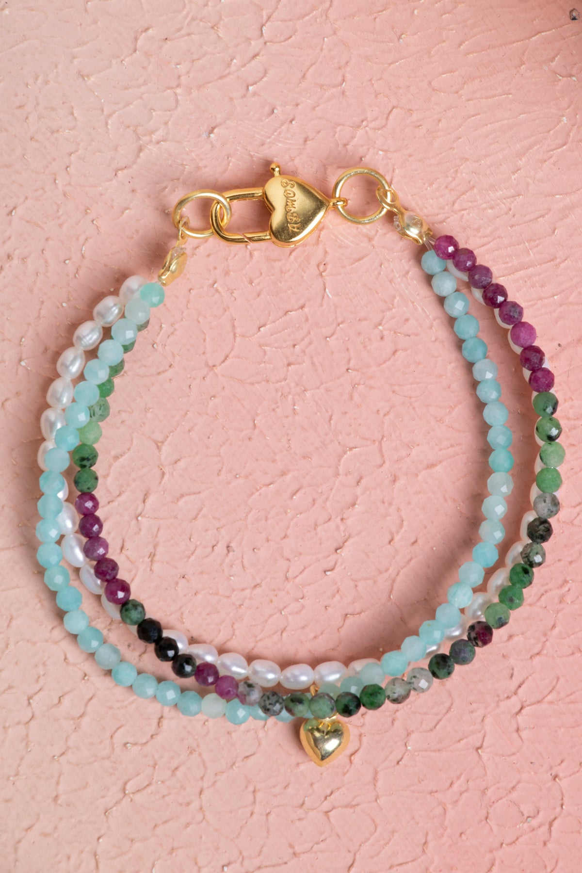 Laboratory Certified Anyolite, Amazonite & Pearl 925 Sterling Silver Bracelet