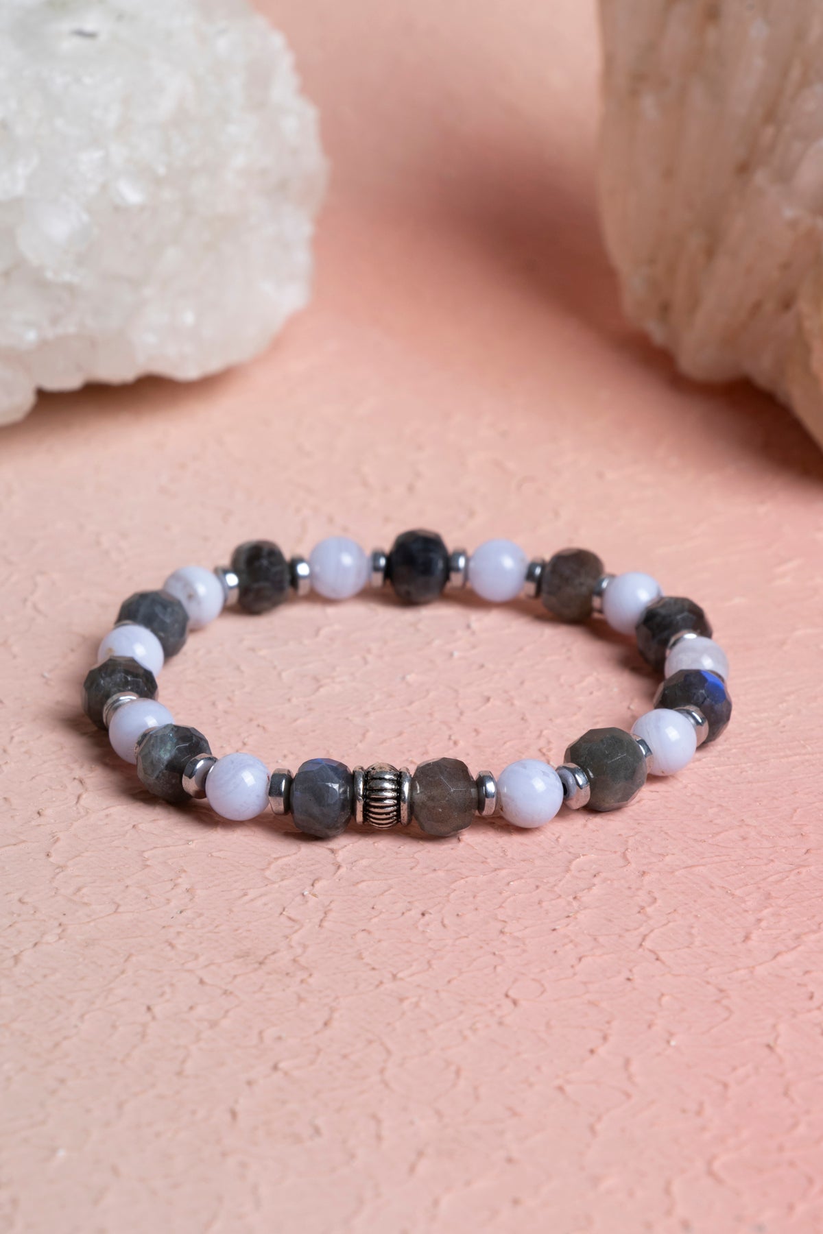 Laboratory Certified Labradorite & Chalcedony Natural Stone Bracelet
