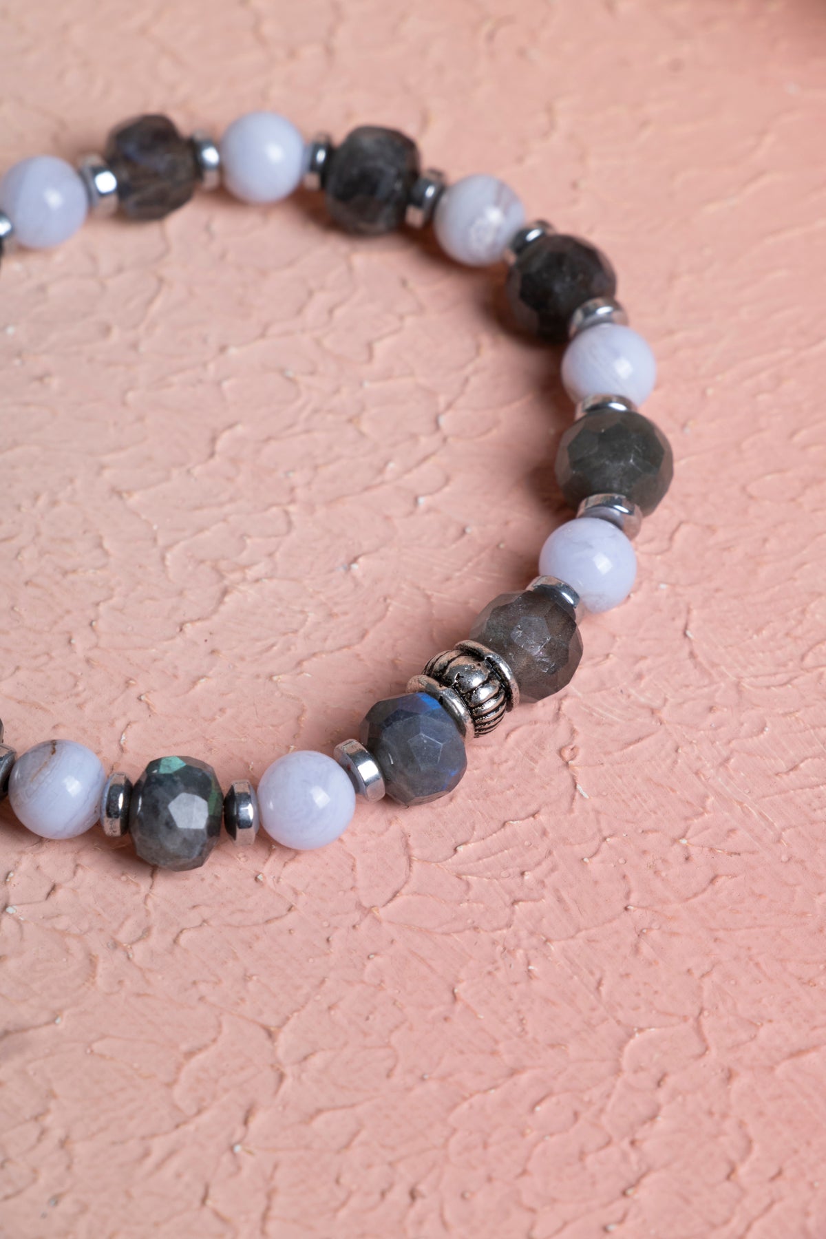 Laboratory Certified Labradorite & Chalcedony Natural Stone Bracelet