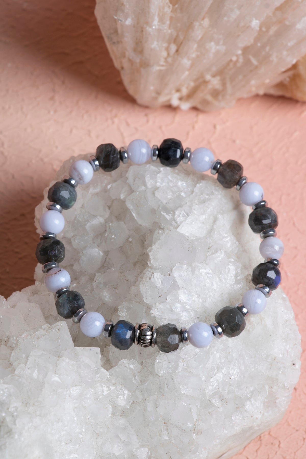 Laboratory Certified Labradorite & Chalcedony Natural Stone Bracelet