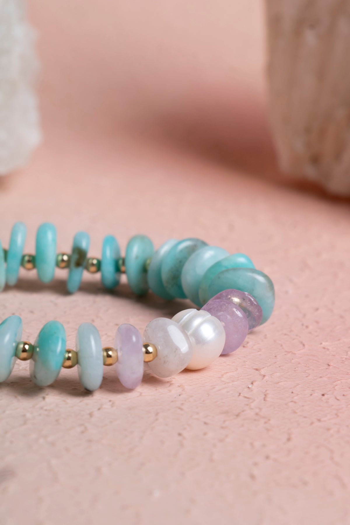 Laboratory Certified Pearl, Amethyst & Amazonite Natural Stone Bracelet