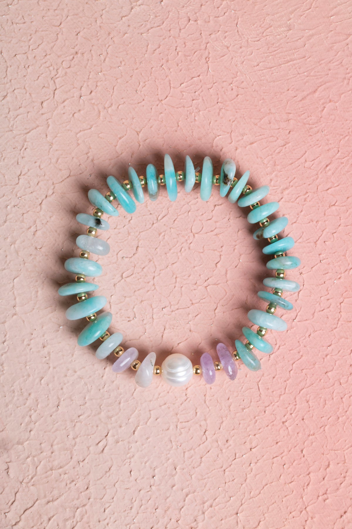 Laboratory Certified Pearl, Amethyst & Amazonite Natural Stone Bracelet