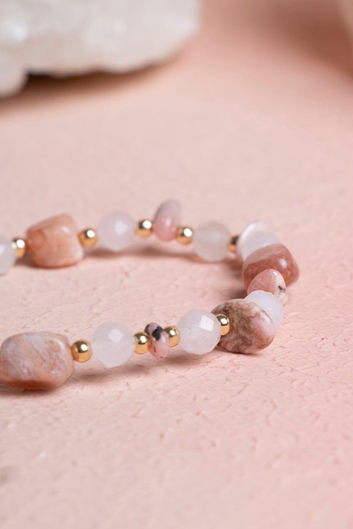 Laboratory Certified Sunstone & Rose Quartz Natural Stone Bracelet