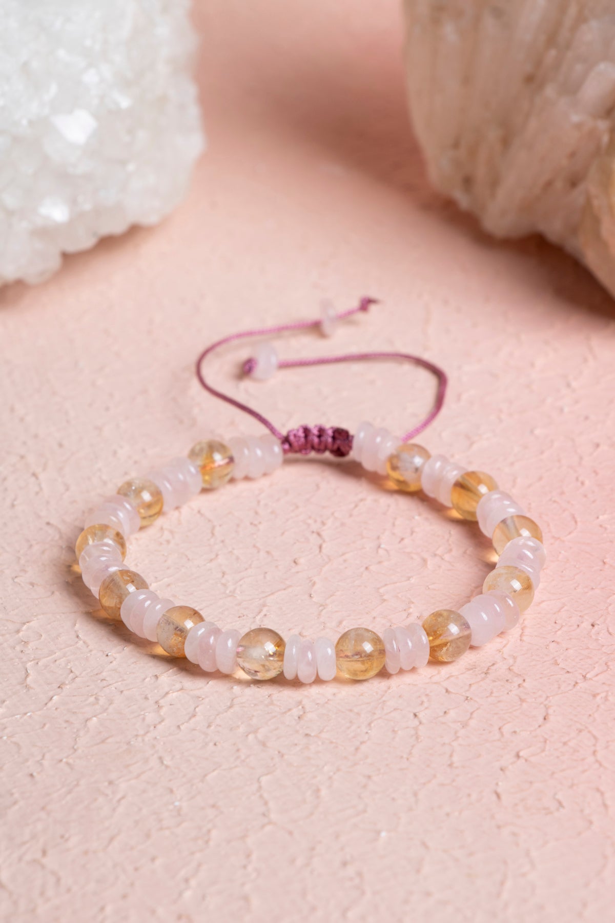 Laboratory Certified Citrine & Rose Quartz Natural Stone Bracelet