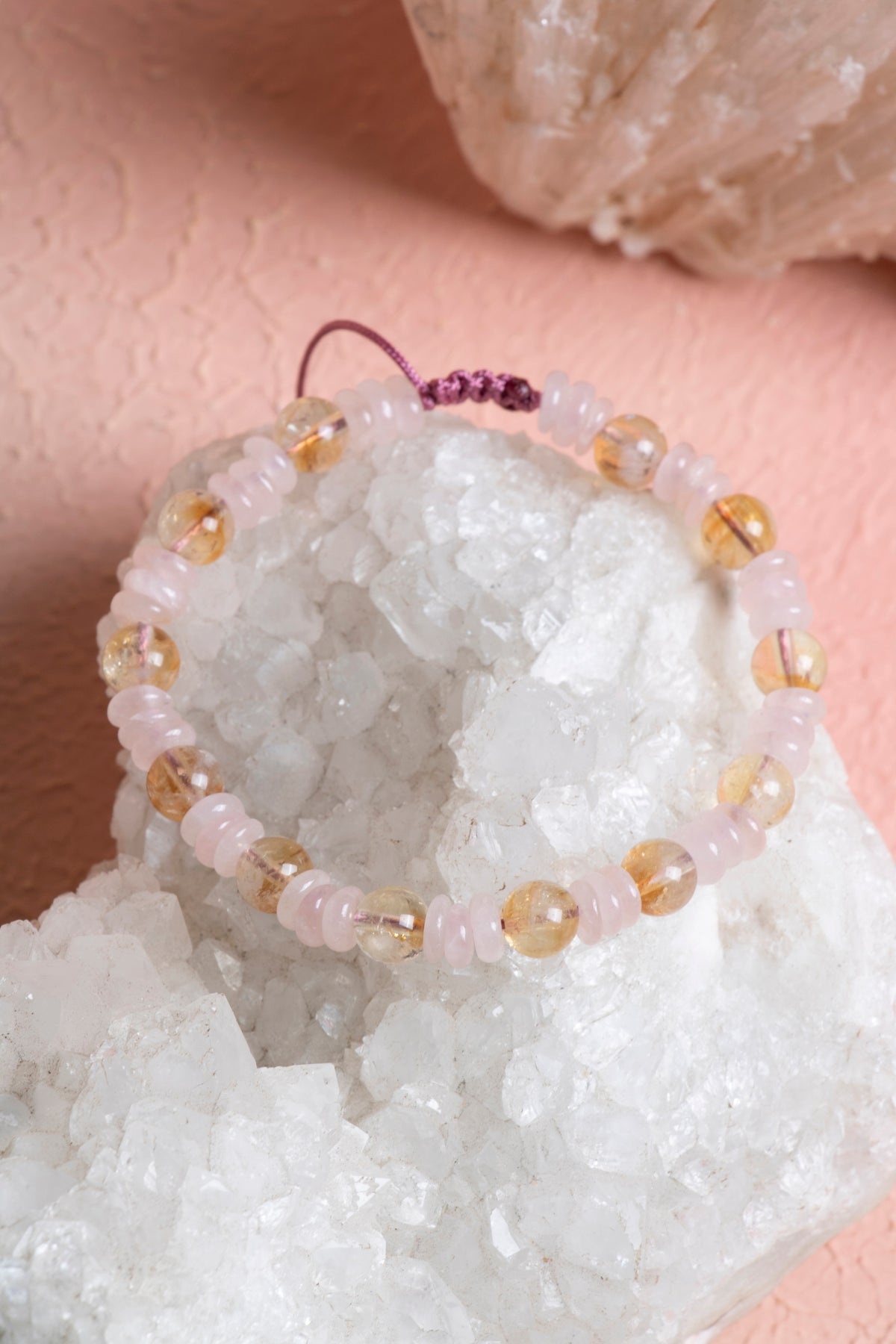Laboratory Certified Citrine & Rose Quartz Natural Stone Bracelet