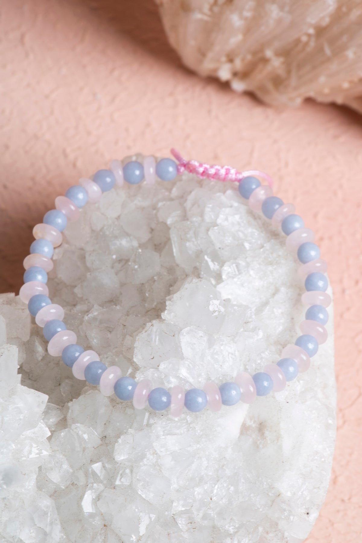 Laboratory Certified Aquamarine & Rose Quartz Natural Stone Bracelet