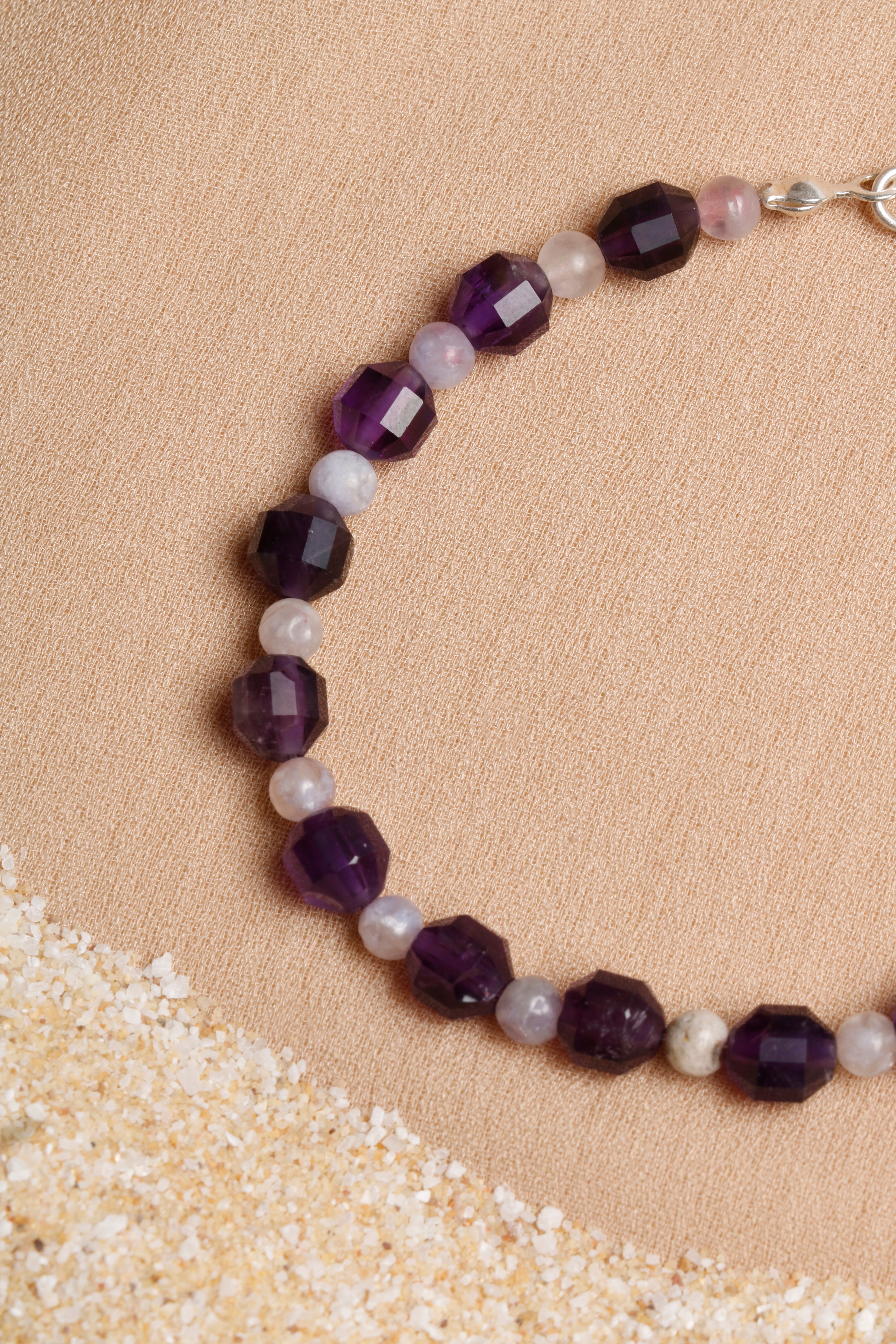 Laboratory Certified Amethyst & Aquamarine Natural Stone Bracelet
