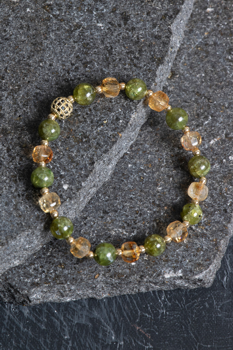 Laboratory Certified Citrine, Peridot (Zebercet) & Hematite Natural Stone Bracelet