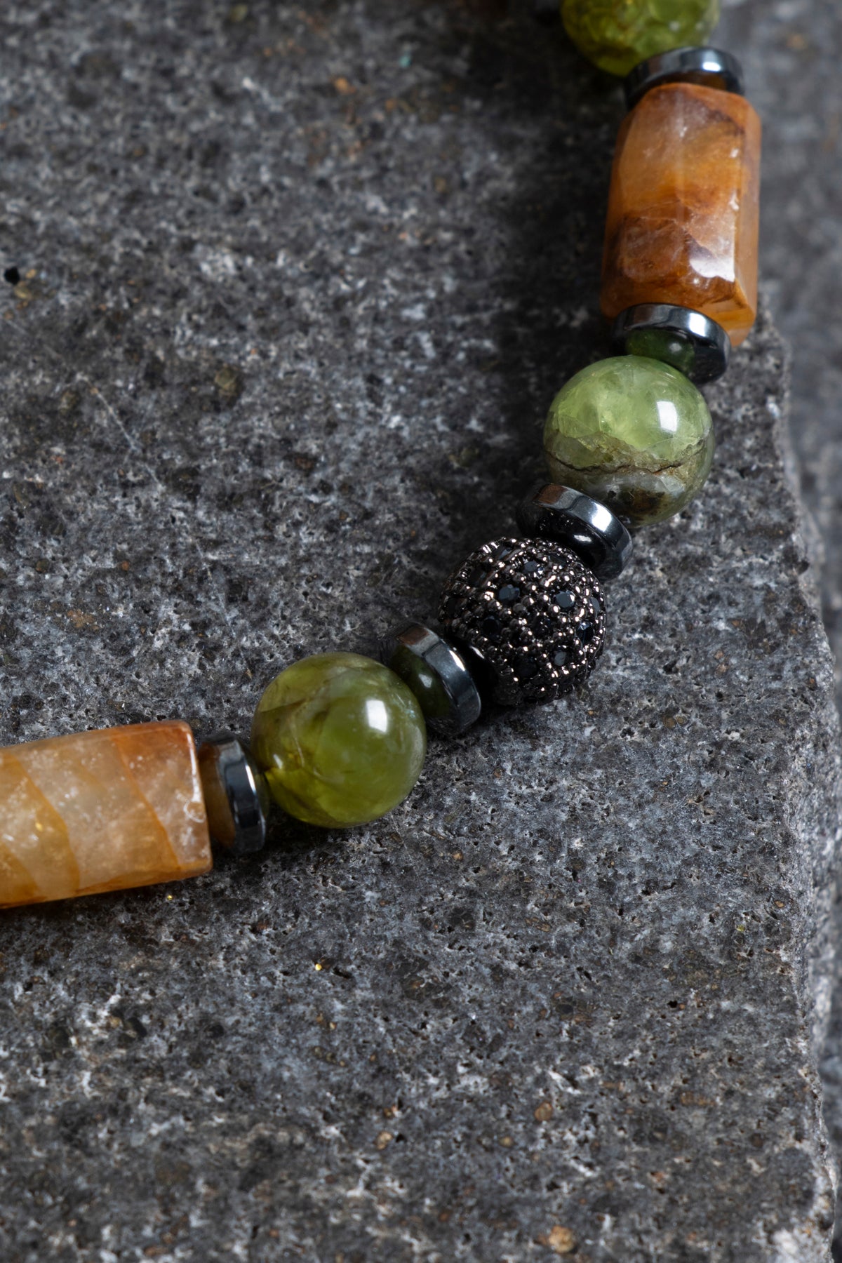 Laboratory Certified Citrine, Peridot (Zebercet) & Hematite Natural Stone Bracelet