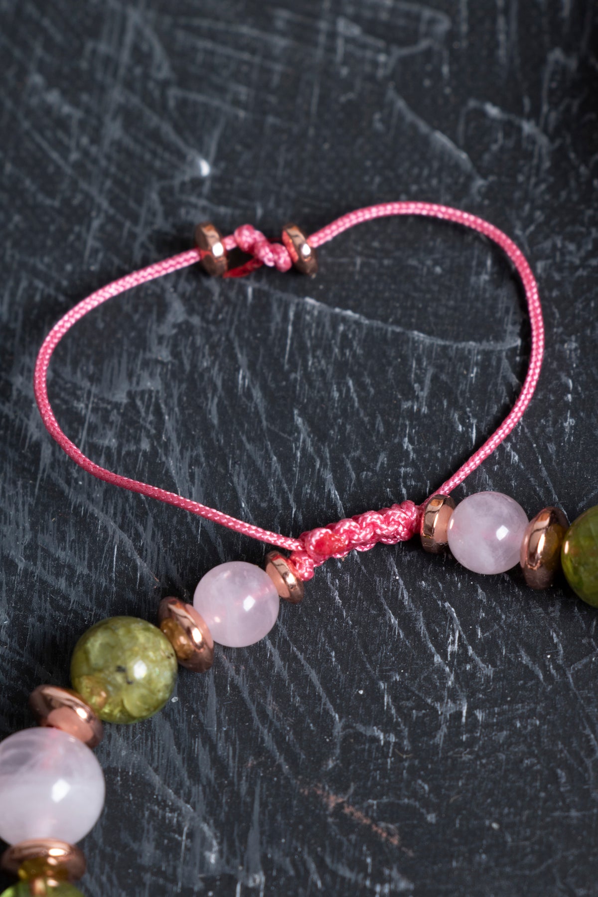 Laboratory Certified Peridot (Zebercet), Rose Quartz & Hematite Natural Stone Bracelet