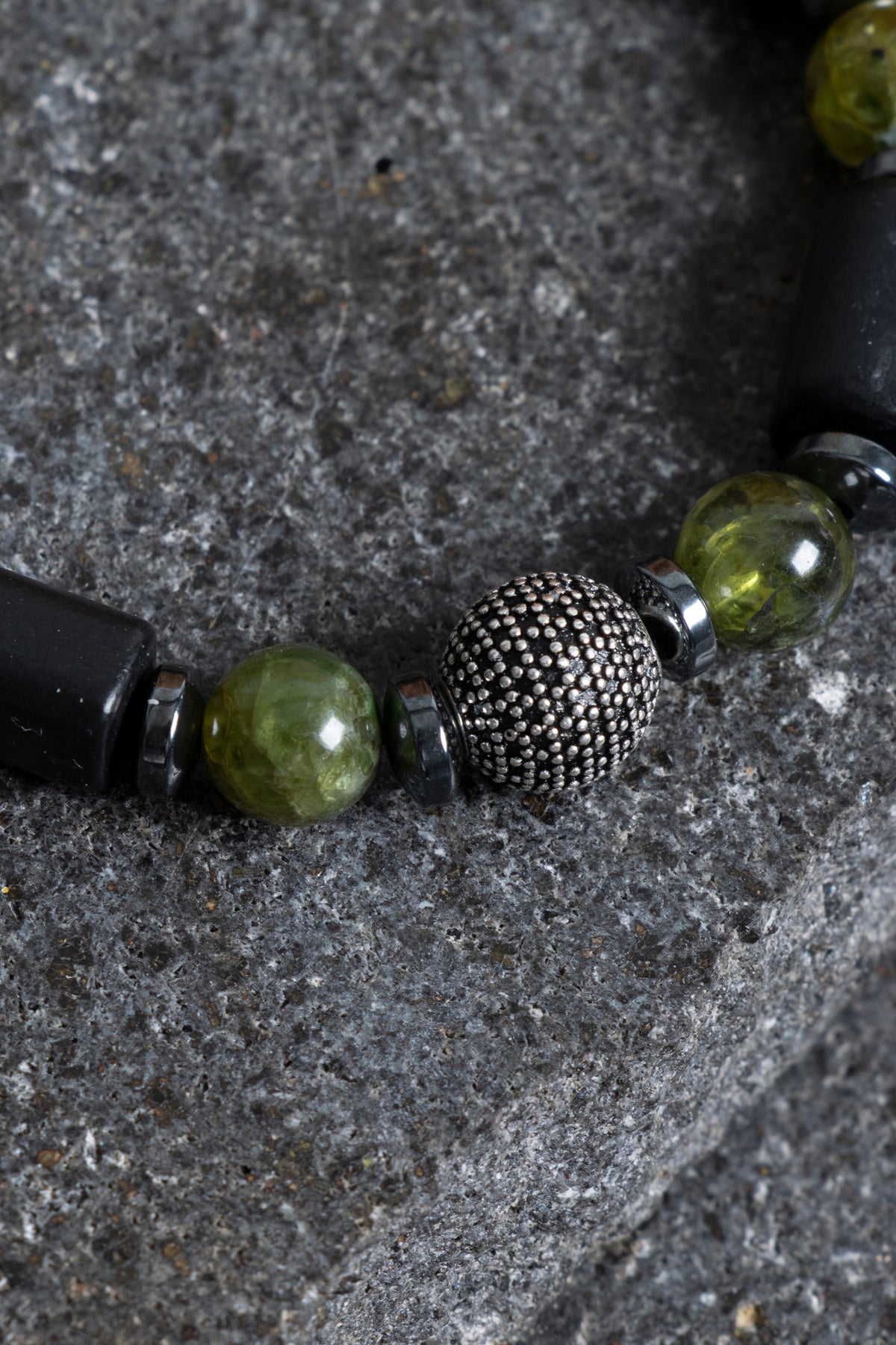 Laboratory Certified Peridot (Zebercet), Hematite & Shungite Natural Stone Bracelet