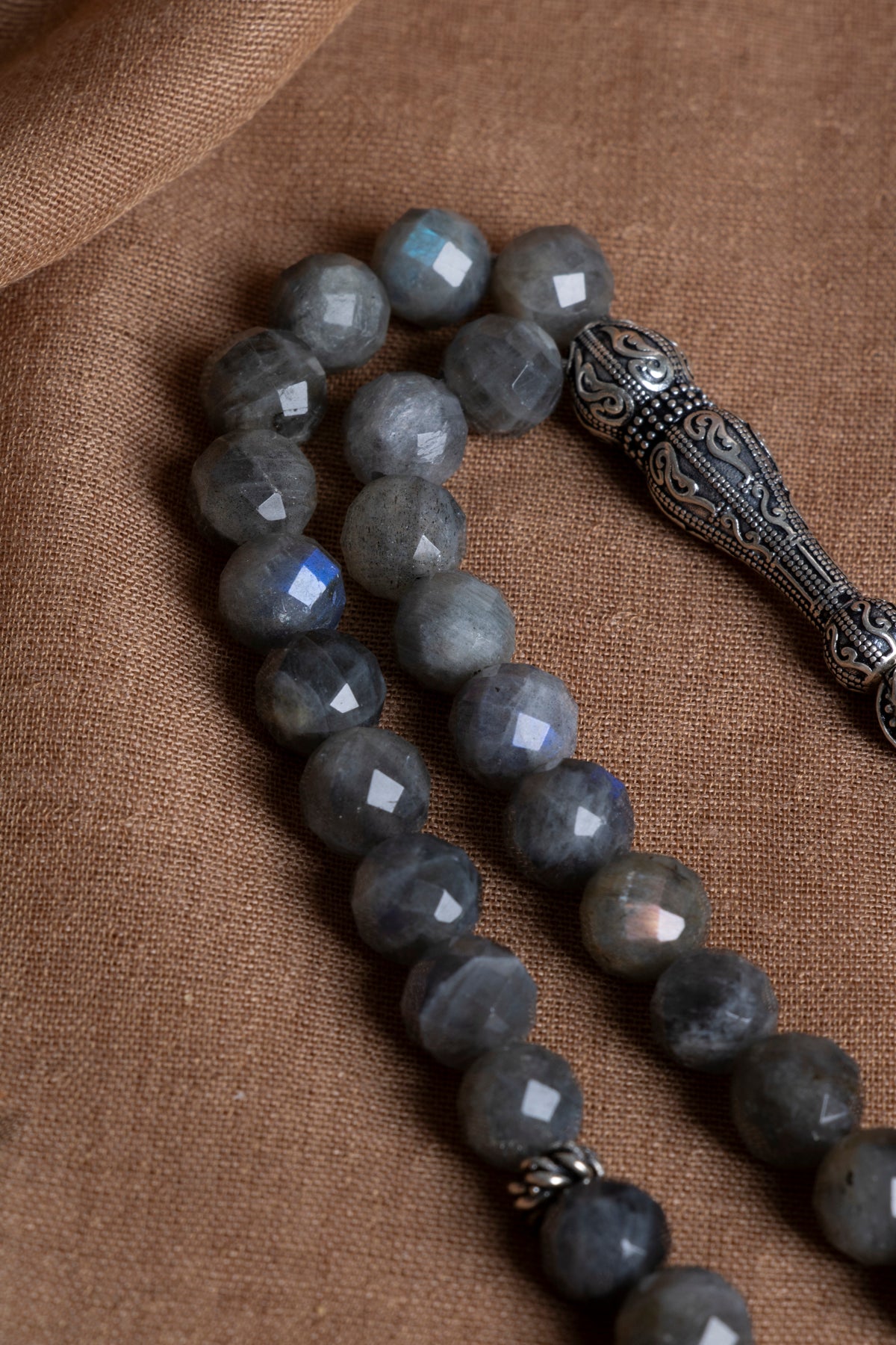 Laboratory Certified Labradorite Natural Stone Prayer Beads 33 Beads – 8 mm