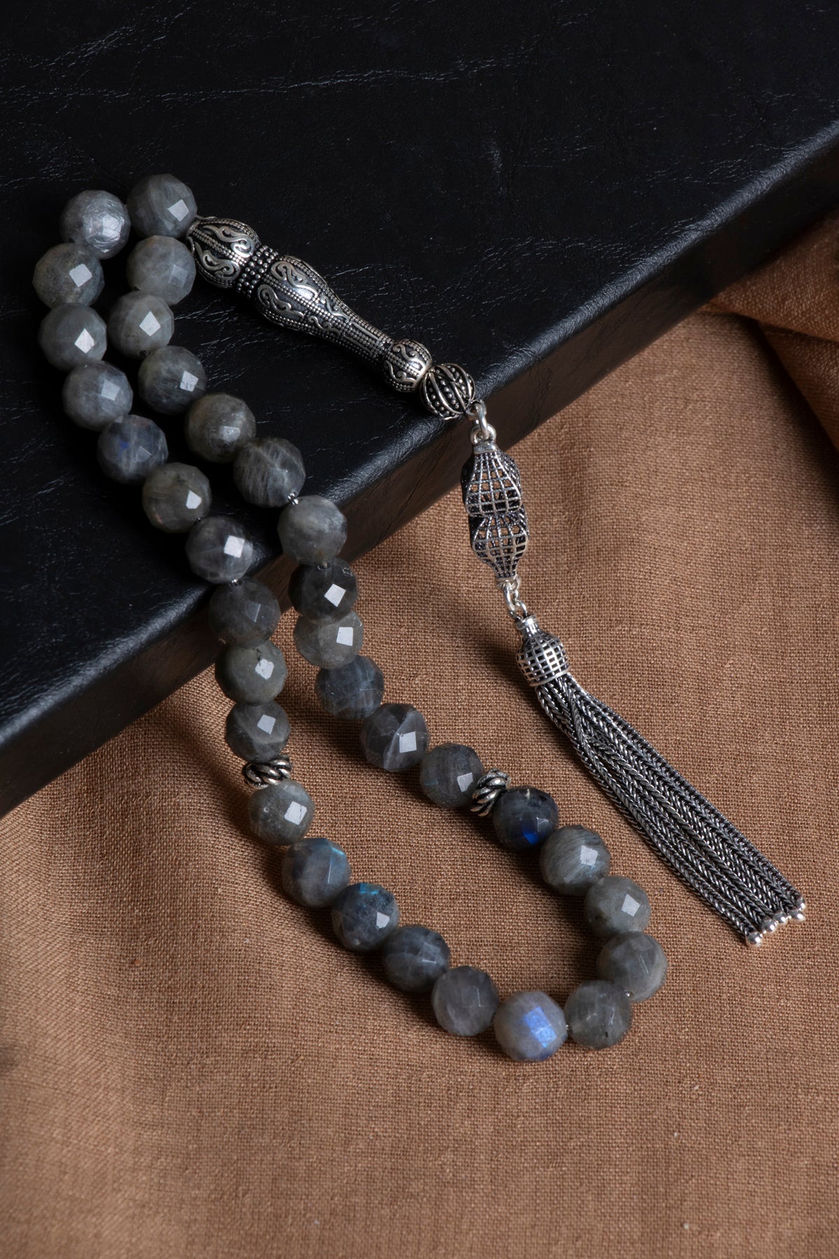 Laboratory Certified Labradorite Natural Stone Prayer Beads 33 Beads – 8 mm