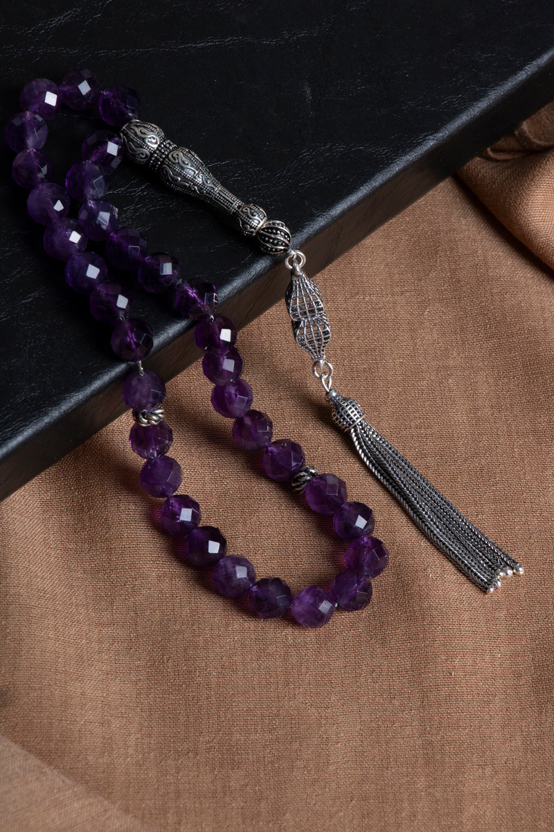 Laboratory Certified Amethyst Natural Stone Prayer Beads 33 Beads – 8 mm