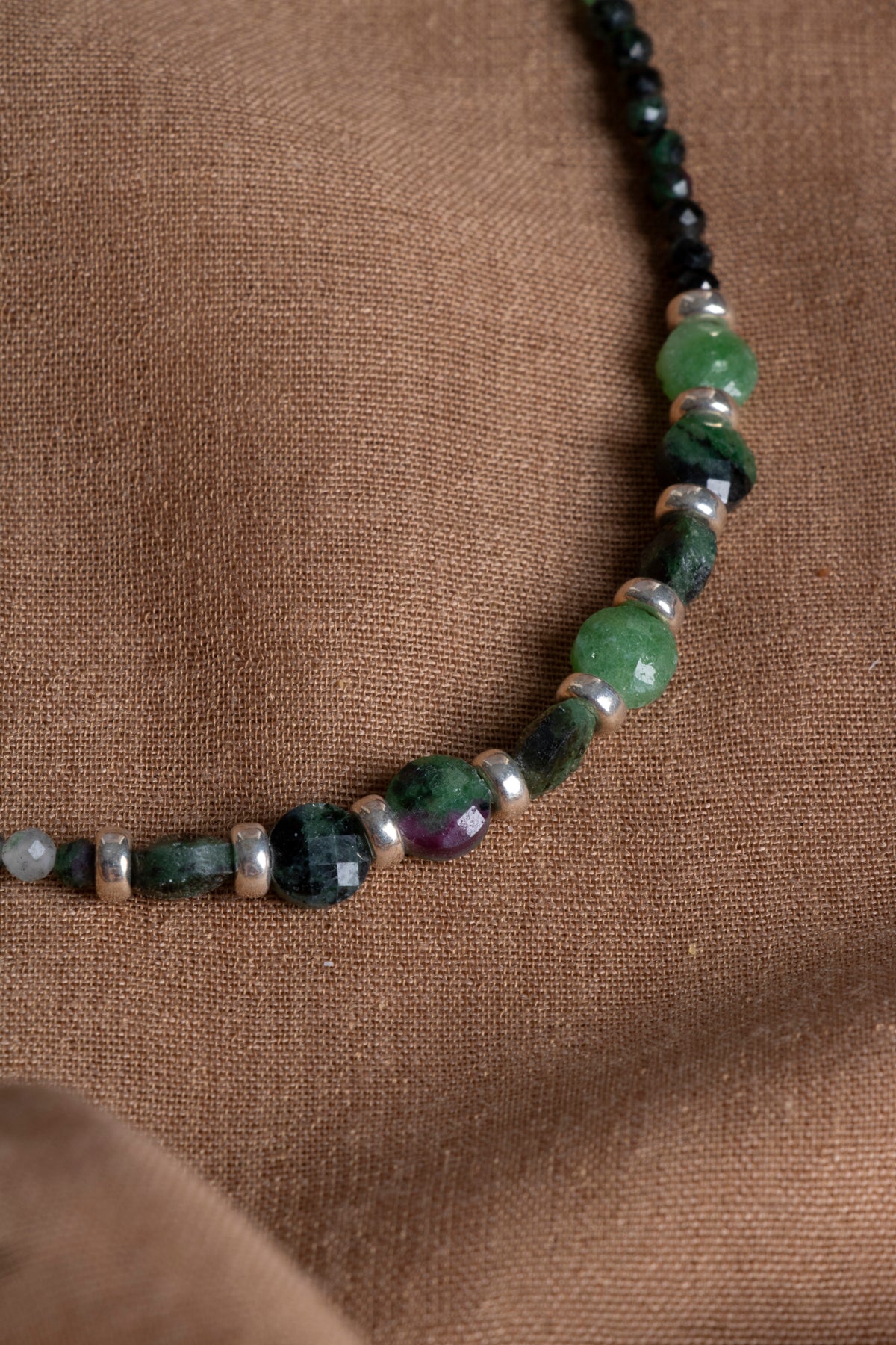 Laboratory Certified Anyolite Natural Stone 925 Sterling Silver Necklace