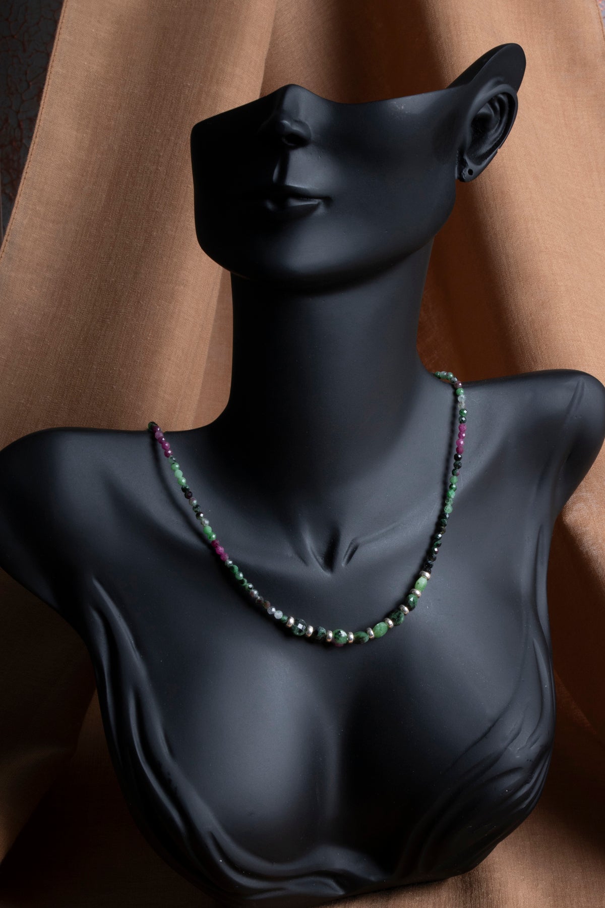 Laboratory Certified Anyolite Natural Stone 925 Sterling Silver Necklace