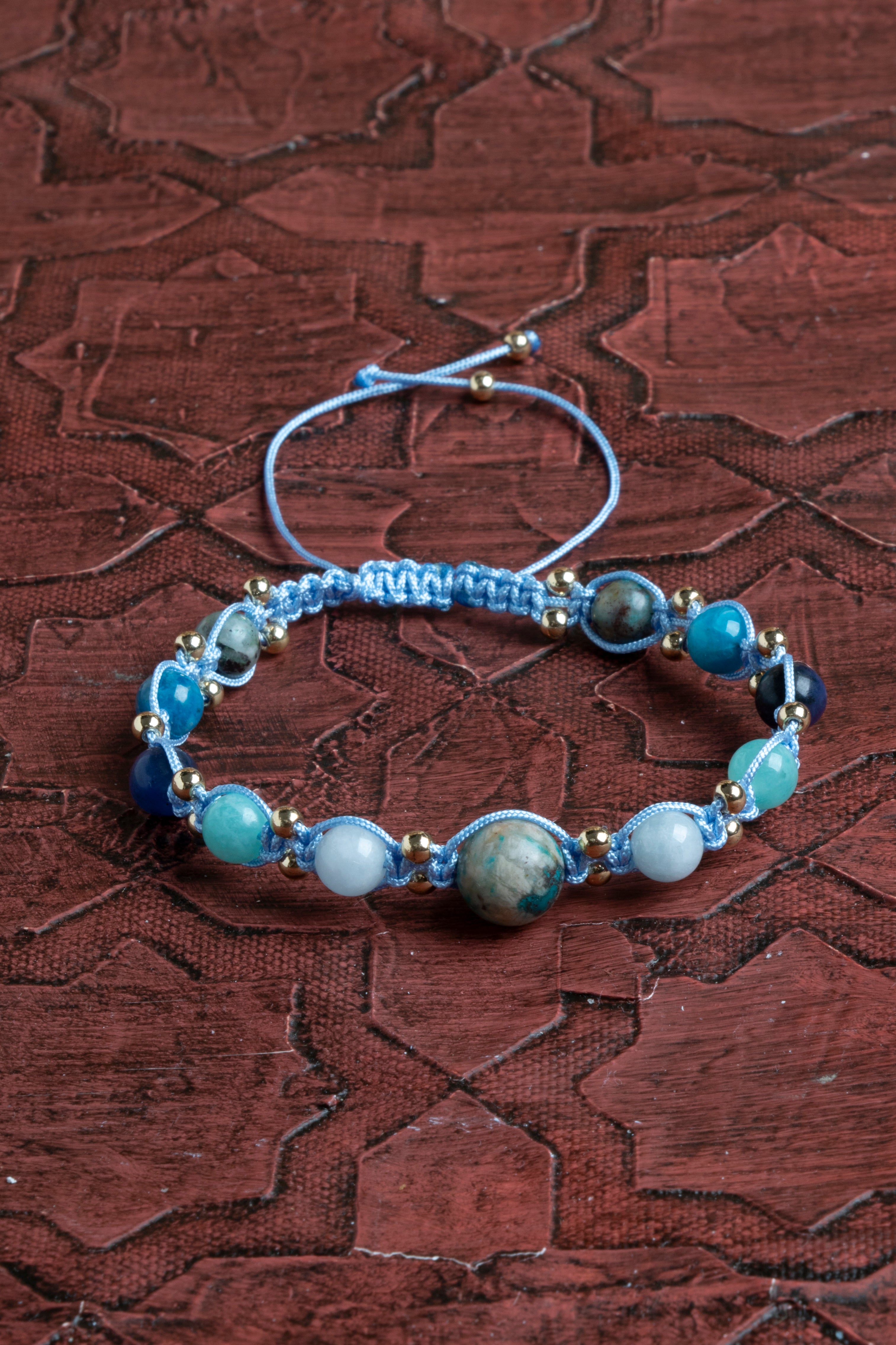 Laboratory Certified Aquamarine, Amazonite & Chrysocolla Natural Stone Bracelet