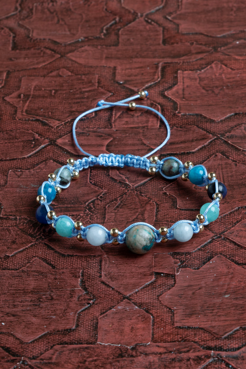 Laboratory Certified Aquamarine, Amazonite & Chrysocolla Natural Stone Bracelet
