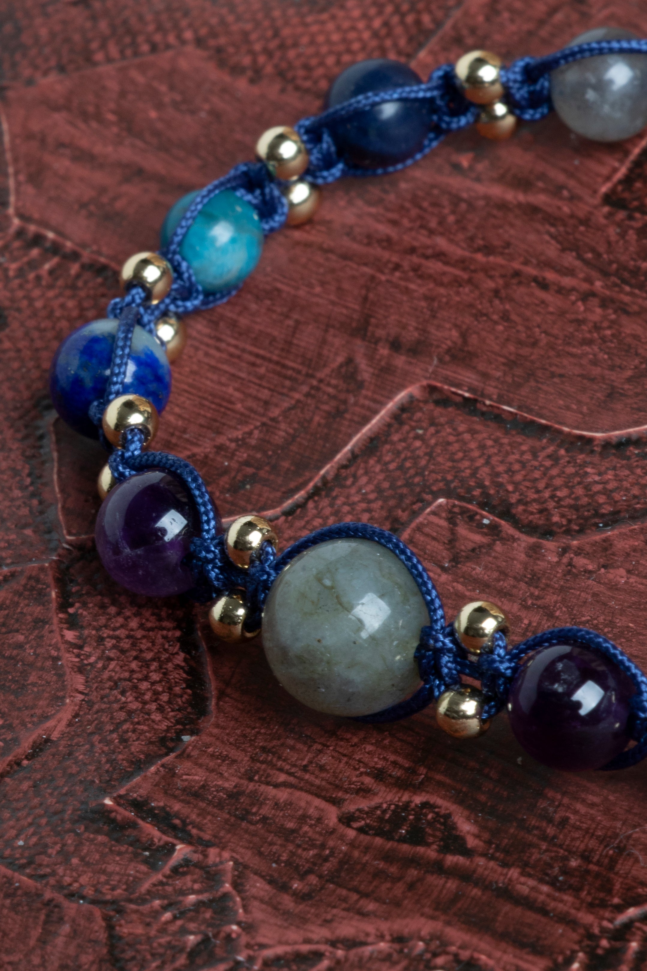 Laboratory Certified Amethyst, Labradorite & Apatite Natural Stone Bracelet