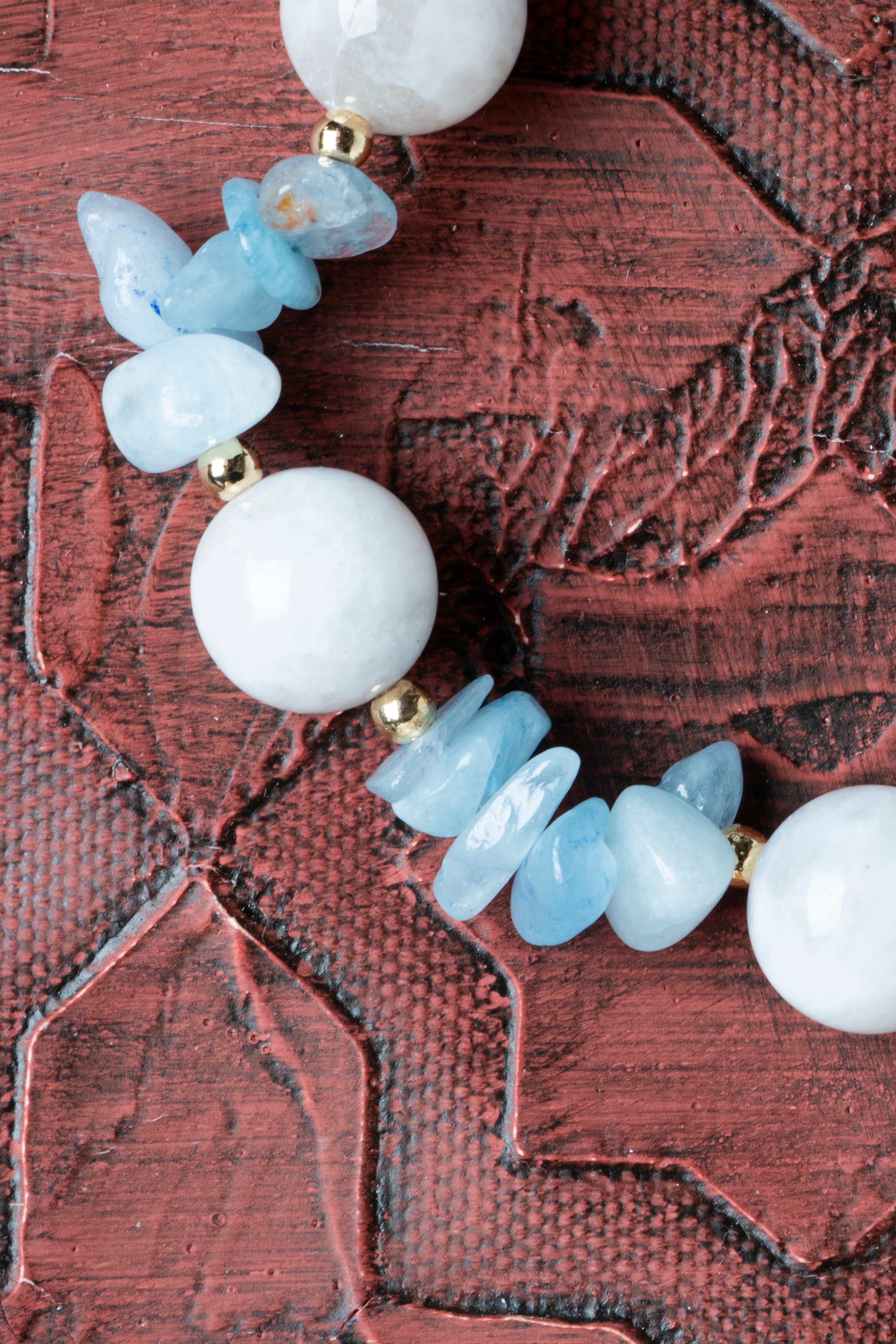 Laboratory Certified Moonstone & Aquamarine Natural Stone Bracelet