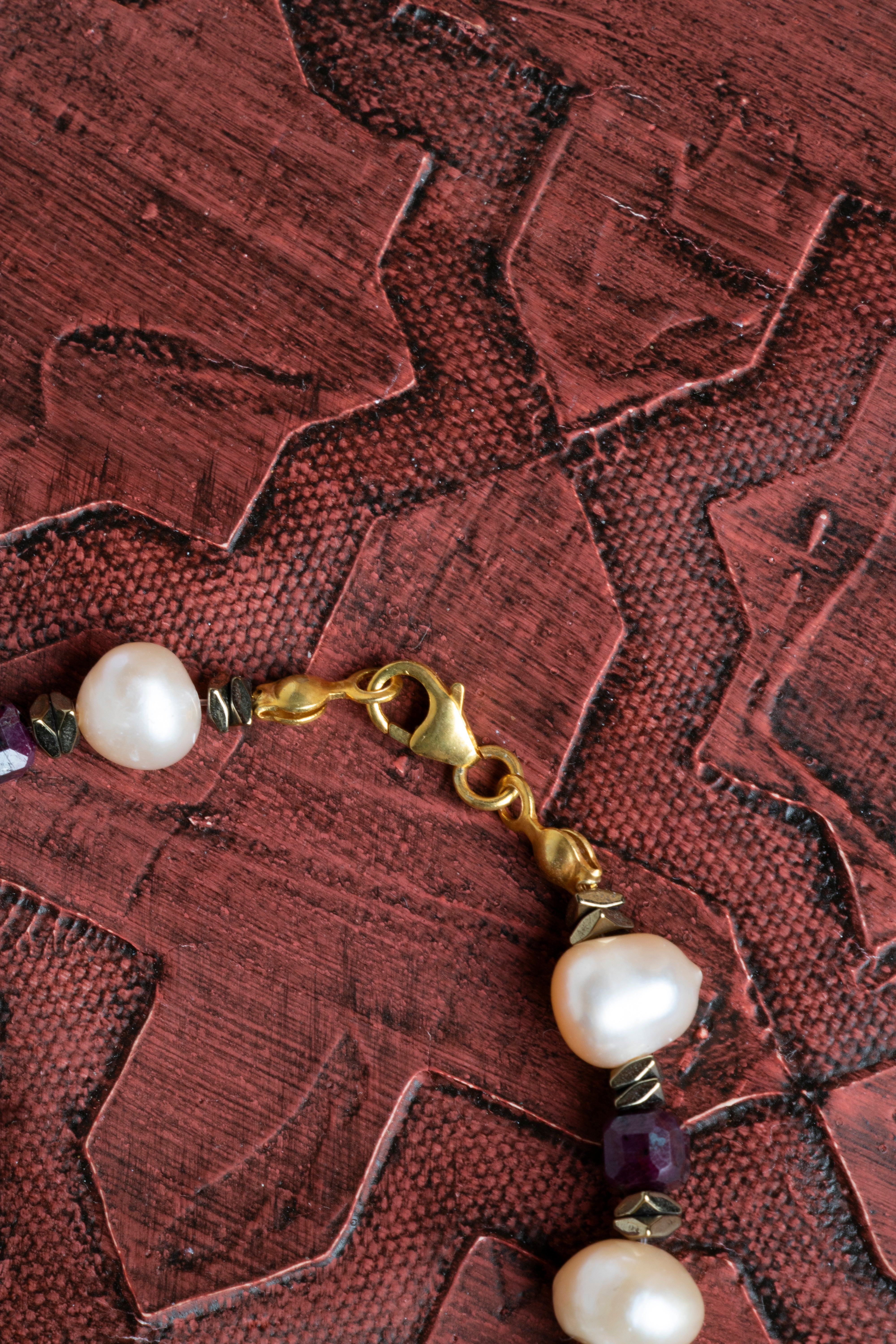 Laboratory Certified Pearl & Ruby Natural Stone Bracelet