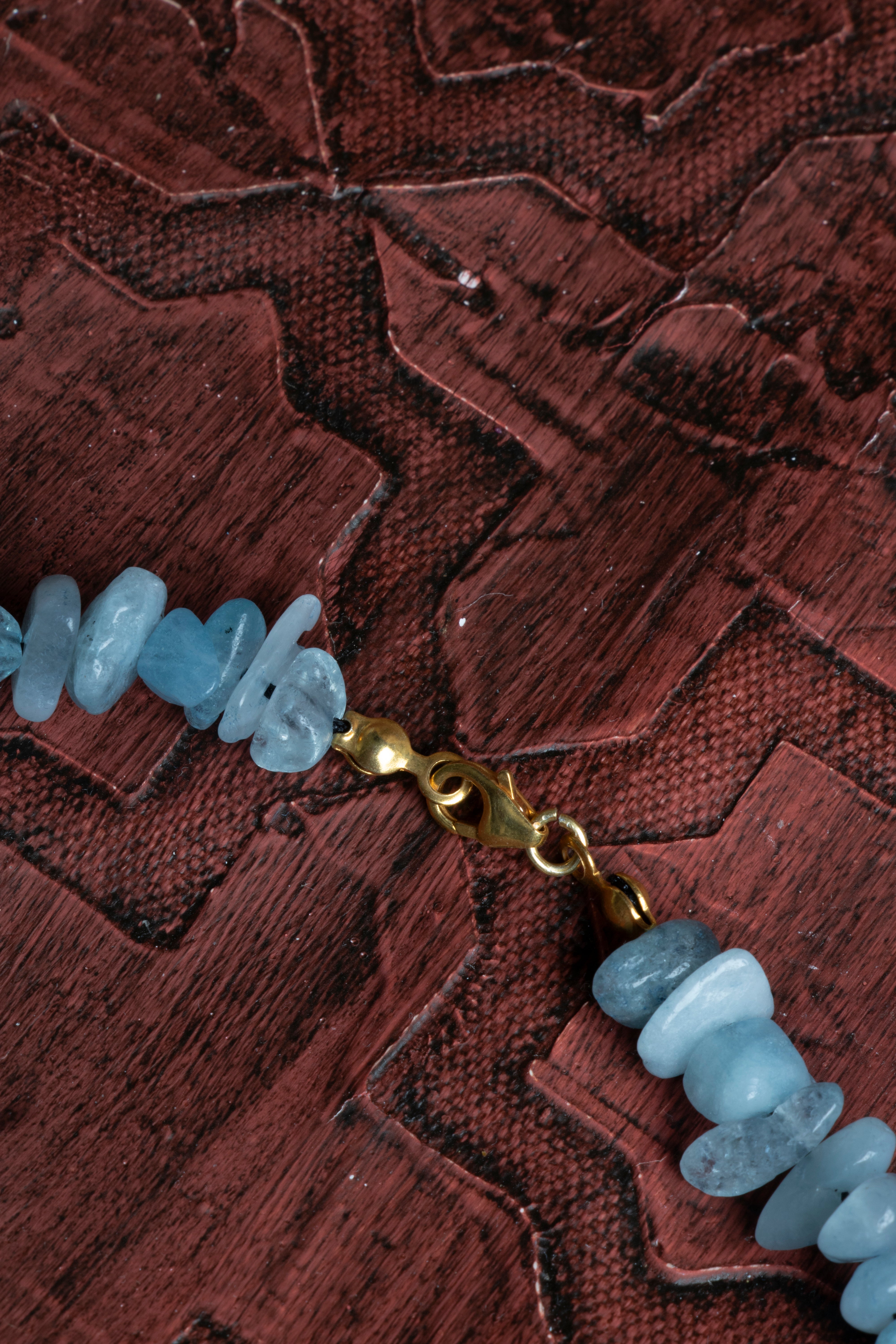 Laboratory Certified Moonstone & Aquamarine Natural Stone 925 Sterling Silver Necklace