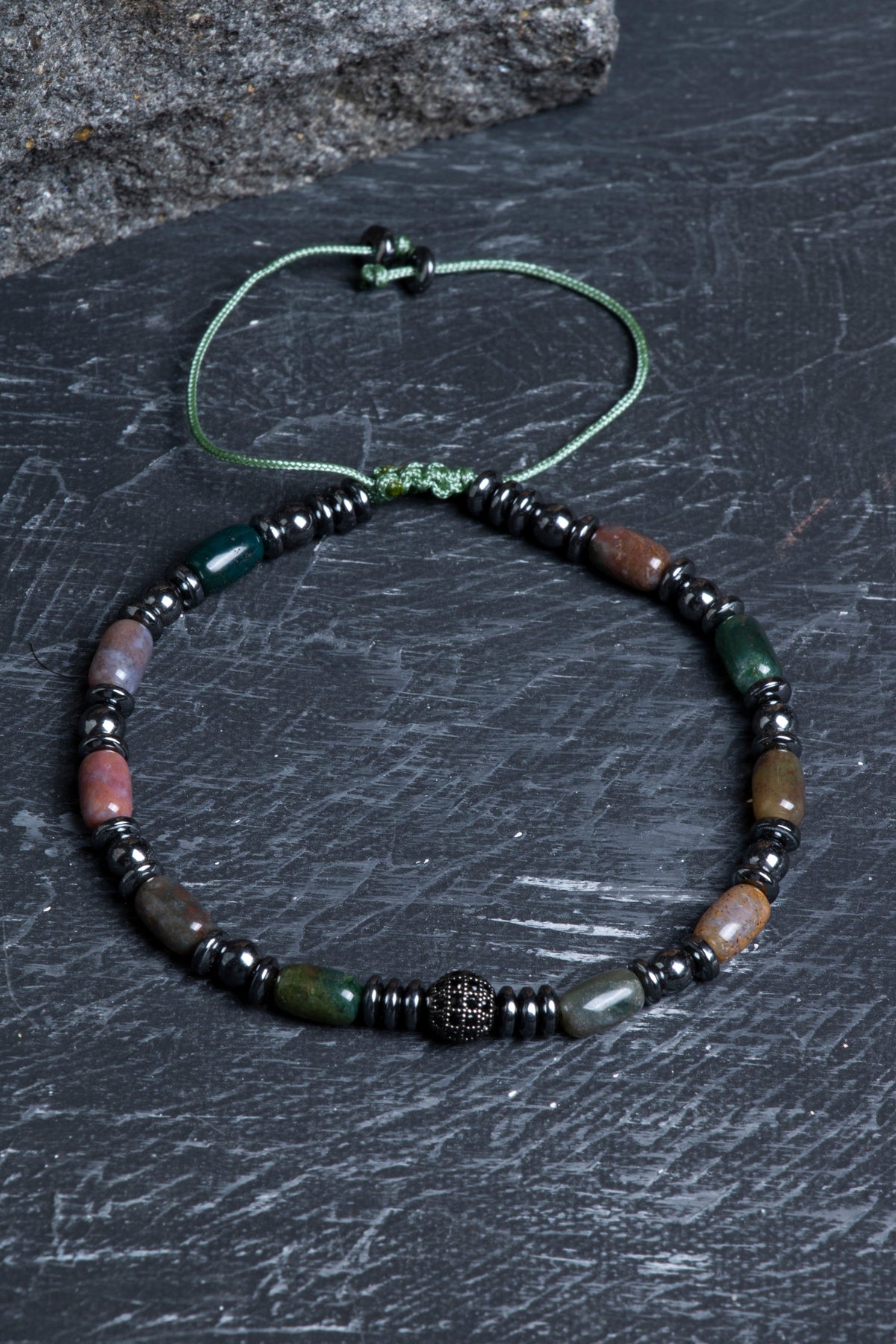 Laboratory Certified Agate & Hematite Natural Stone Bracelet