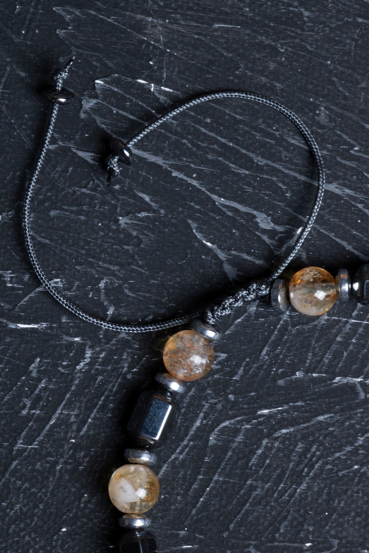 Laboratory Certified Citrine & Hematite Natural Stone Bracelet