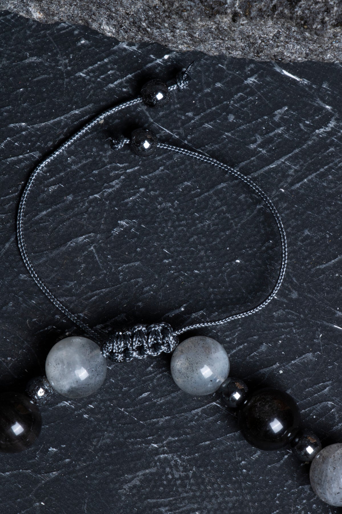 Laboratory Certified Labradorite & Obsidian Natural Stone Bracelet