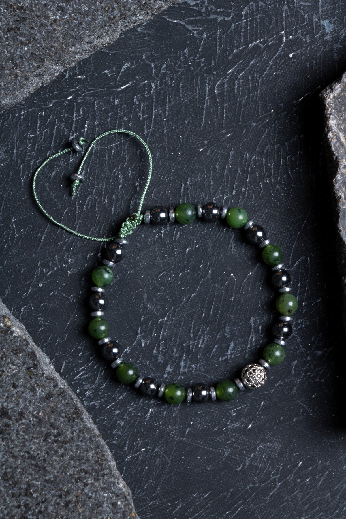 Laboratory Certified Anyolite & Hematite Natural Stone Bracelet