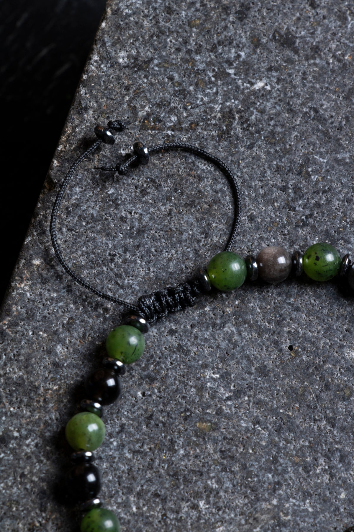 Laboratory Certified Anyolite & Obsidian Natural Stone Bracelet