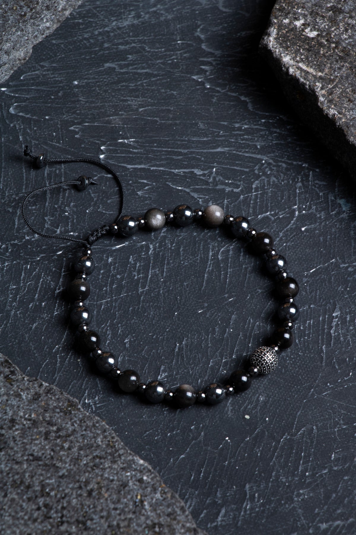Laboratory Certified Obsidian Natural Stone Bracelet